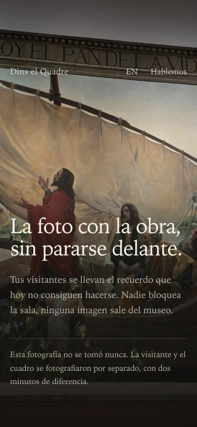 dins el quadre: the start of its page, over a museum painting by Sorolla, with the headline about the souvenir photo.
